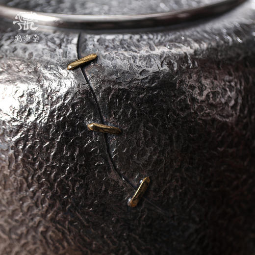 鹤鼎堂银壶闻天系列漙兮麻纹锯钉水汤沸（银色）（缺货） 商品图2