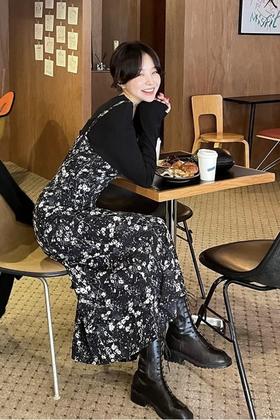 L.Fleuri 吊带水墨印染涤纶两件套 17263