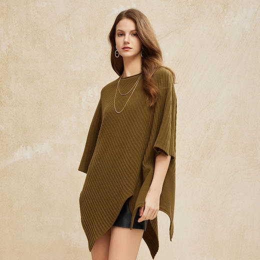 PH615斯尔丽24新款不对称大廓形温柔休闲廓形显瘦侧边垂坠织带毛衫 商品图2