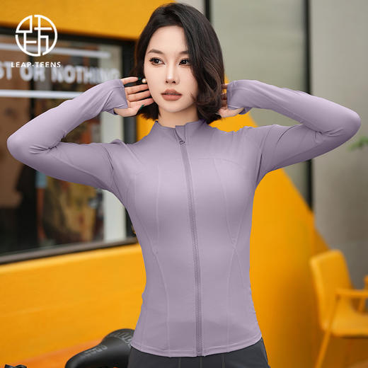 跃牌【瑜堂系列】裸感瑜伽服运动外套修身锦纶外穿立领紧身上衣跑步健身服JYMW008 商品图7