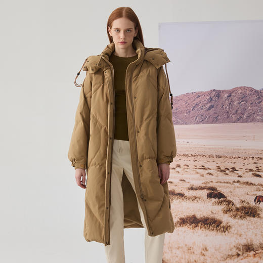 谜底中长款羽绒服女2024冬款连帽加厚款鹅绒保暖面包服244MY1551 商品图0