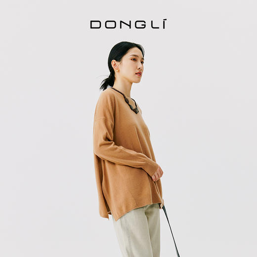 东黎 • 小山羊绒女士秋冬圆领宽松百搭长袖套衫 4766 商品图11