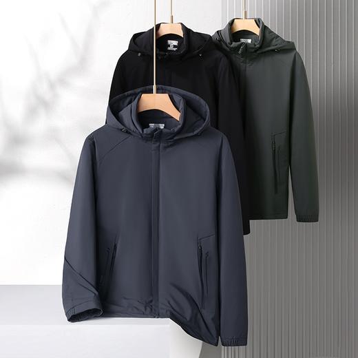 【可拆卸帽】【新款DSF】大依优型大码男装连帽薄棉弹力棉衣夹克加肥加大休闲夹克胖子外套上衣 商品图3