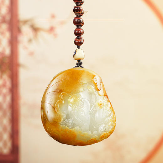 新疆国玉盟世玉和田玉 刘国皓作品 和田玉把件 鸳鸯【带证书·顺丰物流】 商品图0