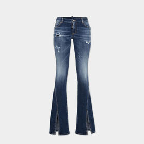 DSQUARED2 女士徽标标签小号休闲牛仔裤 蓝色 S80LA0069 S30664 470