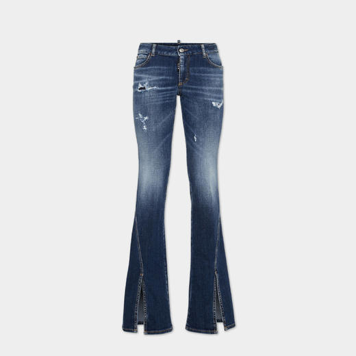 DSQUARED2 女士徽标标签小号休闲牛仔裤 蓝色 S80LA0069 S30664 470 商品图0