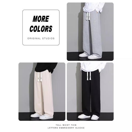 买一送一 NASA黑色休闲长裤男春秋季2024新款宽松直筒卫裤夏季薄款阔腿裤子 商品图2