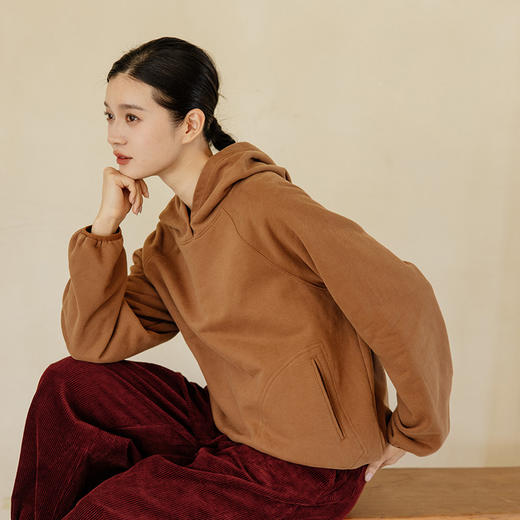 绽放旅行女装760朵/大大的帽衫纯棉加厚磨毛下摆橡筋收褶连帽卫衣 商品图1