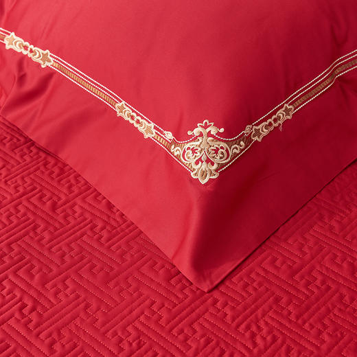 【品牌直营】【婚庆系列 真爱一生】奢享100支刺绣匹马棉婚庆套件四件套六件套 商品图7