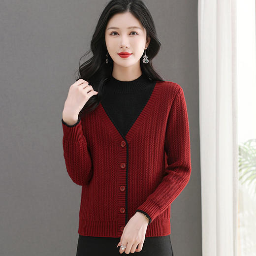 假两件宽松短款，半高领毛衣打底衫CC-103-66158 商品图3