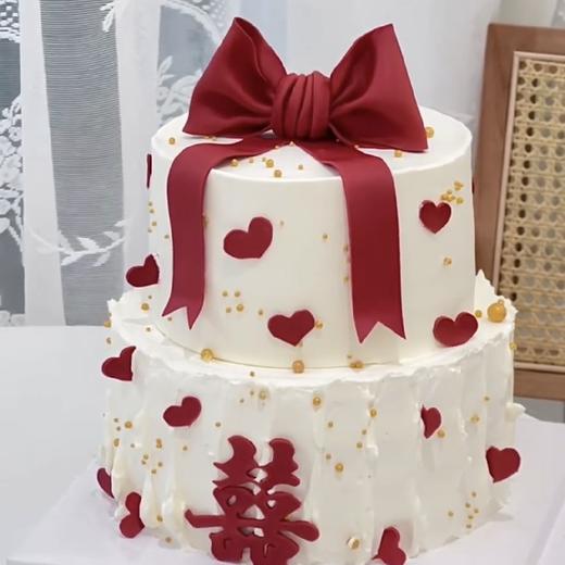 【永结同心】💕翻糖蝴蝶结蛋糕双层定制 商品图0