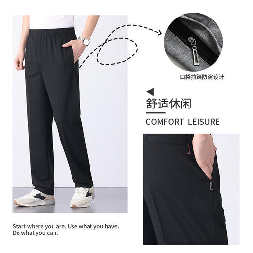 夏季薄款爸爸运动裤男士直筒高腰中老年休闲长裤中年裤子男透气棉 商品图2