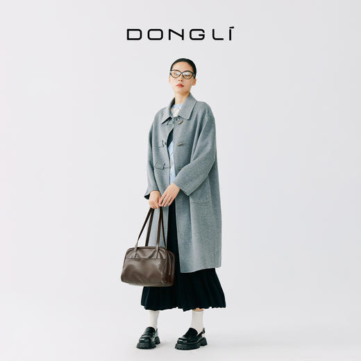 东黎 • 山羊绒女士秋冬西服领三粒扣双面羊绒呢长款大衣 4257 商品图4