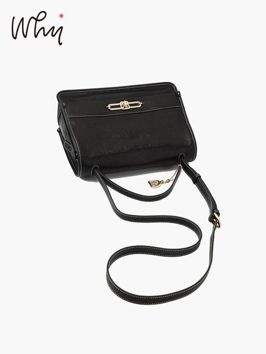 why女包头层植鞣牛皮盘扣包原创设计师邮差包复古通勤单肩斜挎包YA5314 商品图6