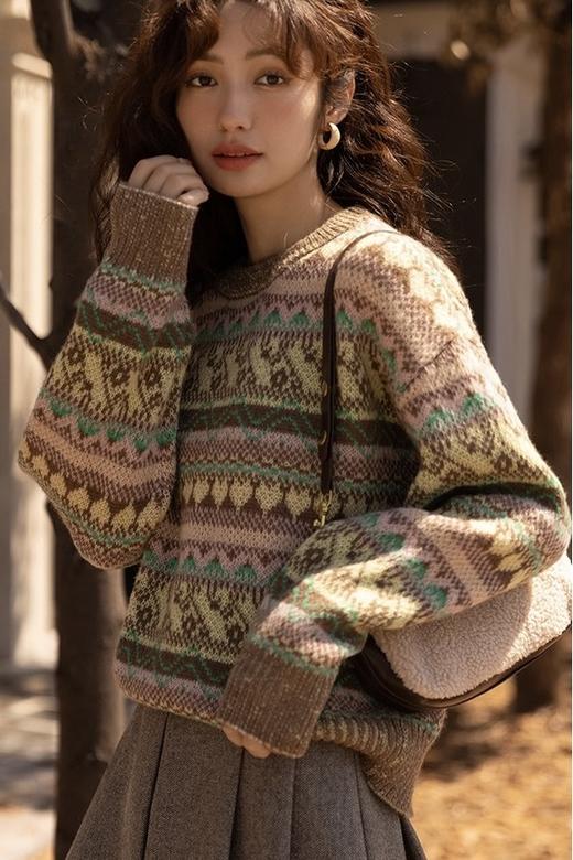 LNNNS 粉色几何图案针织上衣 17310 商品图2