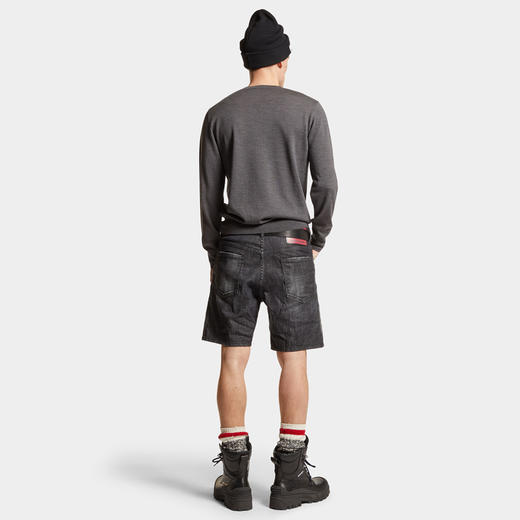 DSQUARED2 男士徽标标签弹力牛仔短裤 灰色 S74MU0858 S30357 900 商品图3