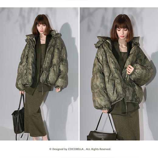 COCOBELLA可溯源安心90绒重工绗缝晕染新中式羽绒服DC0002 商品图1