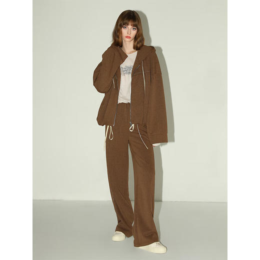 COCOBELLA重工撞色明线炒色花纱阔腿裤宽松直筒休闲裤PA0019 商品图3