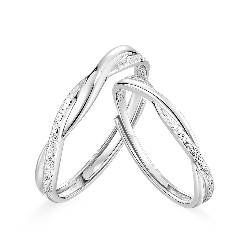 卡蒂罗/KADER 无限依恋情侣对戒 莫比乌斯环爱无止境简约开口可调节素圈一对 爱意交织恋爱频率银戒 925银