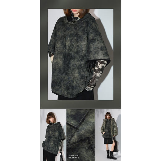 【限时秒杀】COCOBELLA晕染炒色解构拼接毛边帽衫女秋宽松休闲卫衣SE3010 商品图1