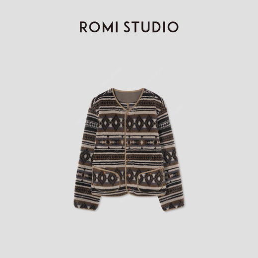 ROMI STUDIO“冬日松弛”绵羊毛摇粒绒费尔岛V领外套 RW24AW90197 商品图0