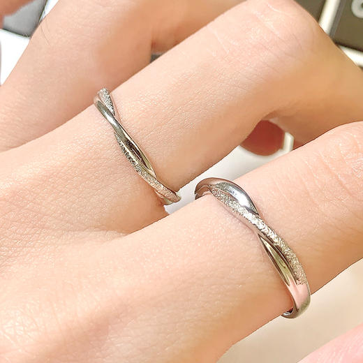 卡蒂罗/KADER 无限依恋情侣对戒 莫比乌斯环爱无止境简约开口可调节素圈一对 爱意交织恋爱频率银戒 925银 商品图4