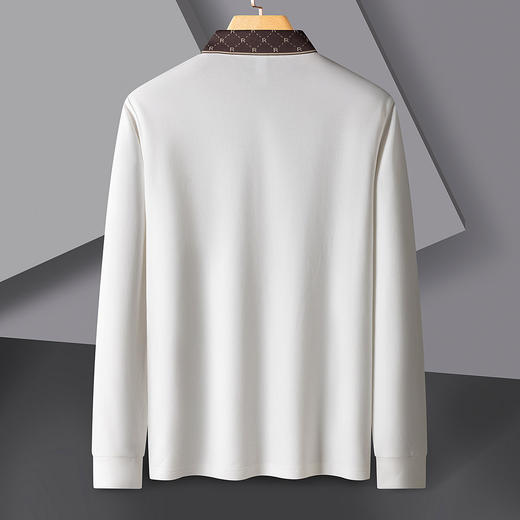 【含桑蚕丝】罗蒙春秋男装商务polo衫男士长袖时尚舒适翻领百搭长袖t恤男 商品图6