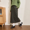 西遇中长款高腰半身裙女冬季新款直筒复古格纹呢料设计裙子14142957 商品缩略图0