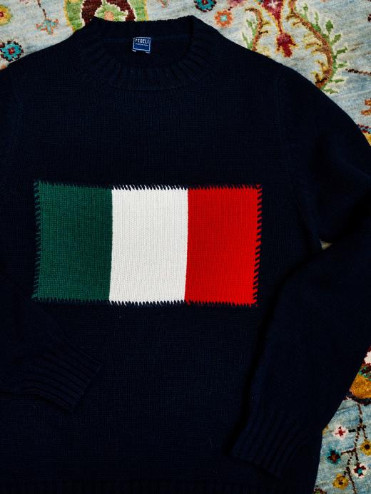 Fedeli 藏蓝羊绒圆领针织衫 商品图1