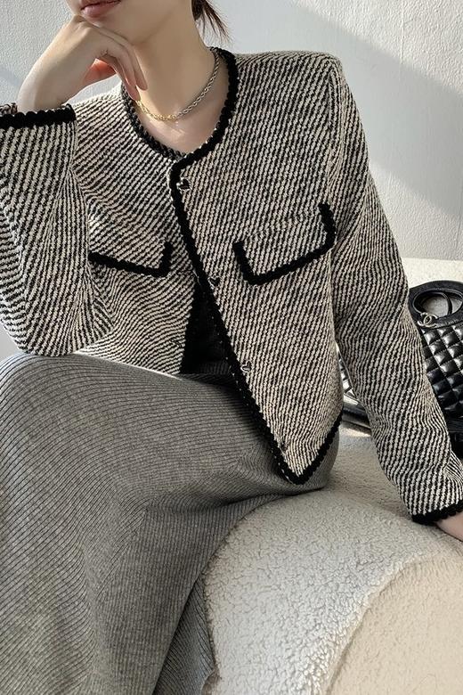 Le Malene 圆领斜纹单排扣外套 17289 商品图1