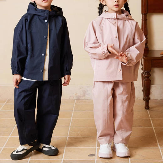 裁缝学苑TQ123连帽防风外套套装纸样儿童男女童上衣裤子两件套样板 商品图1