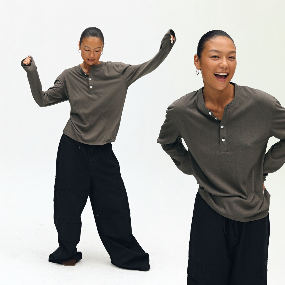 oneup亨利领长袖T恤