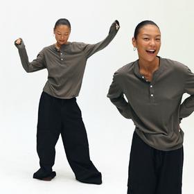 oneup亨利领长袖T恤