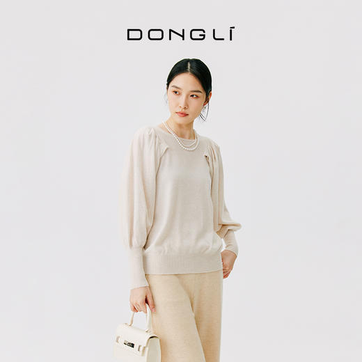 东黎 • 小山羊绒女士秋冬圆领宽松泡泡袖套衫 4761 商品图4