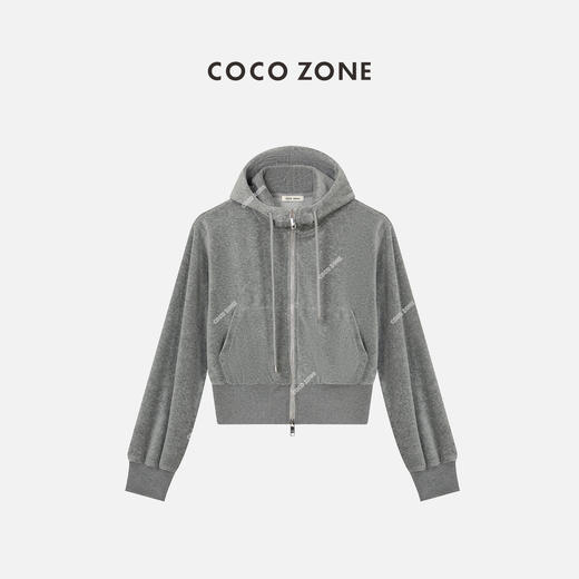 COCOZONE连帽时尚长袖外套秋季短款螺纹松紧下摆23C19401 商品图0