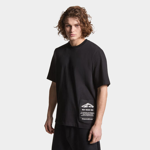 DSQUARED2 男士图标贴片棉质圆领短袖T恤 黑色 S79GC0101 D20033 900 商品图2