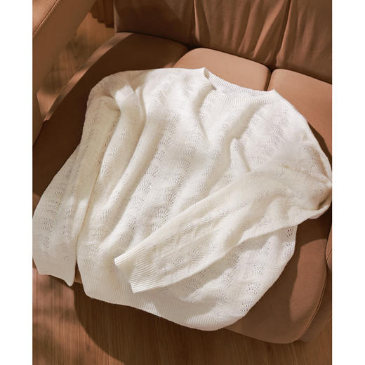 【回馈粉丝】68%羊毛32%羊绒 亮钻波浪花纹套头毛衫 商品图3