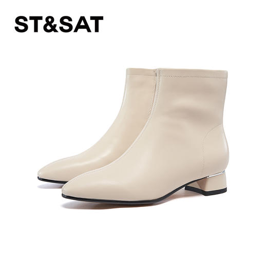 星期六摩登时尚尖头粗跟短靴SSC4116P0H 商品图6