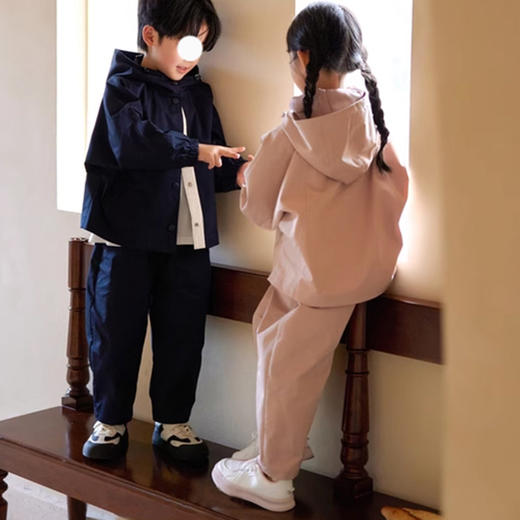 裁缝学苑TQ123连帽防风外套套装纸样儿童男女童上衣裤子两件套样板 商品图4