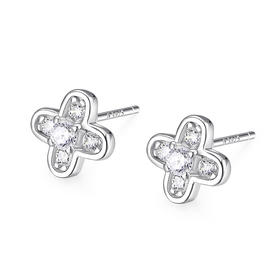 卡蒂罗/KADER 幸运微光耳钉 幸运四叶草轻奢高级感养耳洞耳饰 精致小巧甜美可爱配饰满镶宝石 925银 闺蜜同款