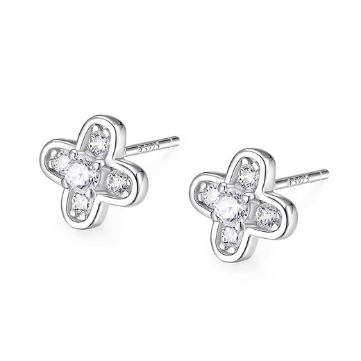 卡蒂罗/KADER 幸运微光耳钉 幸运四叶草轻奢高级感养耳洞耳饰 精致小巧甜美可爱配饰满镶宝石 925银 闺蜜同款 商品图0