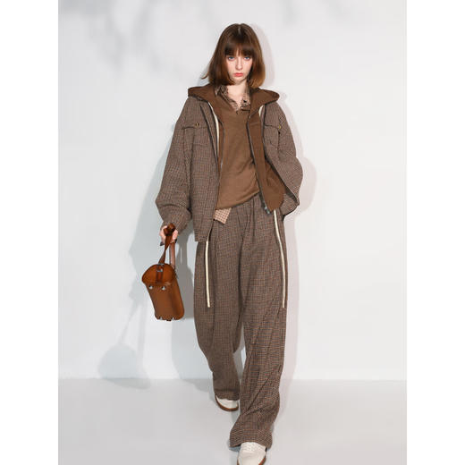 COCOBELLA[miu系高知风]威尔士格纹直筒裤打褶休闲裤PA7039 商品图3