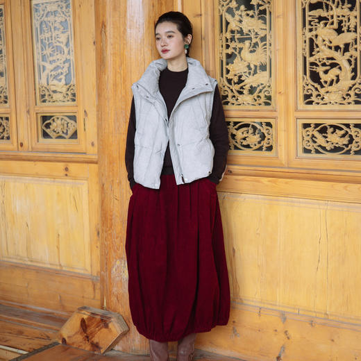 绽放旅行女装352朵/秋冬*加厚灯芯绒花苞中长款灯笼裙半身裙 商品图2