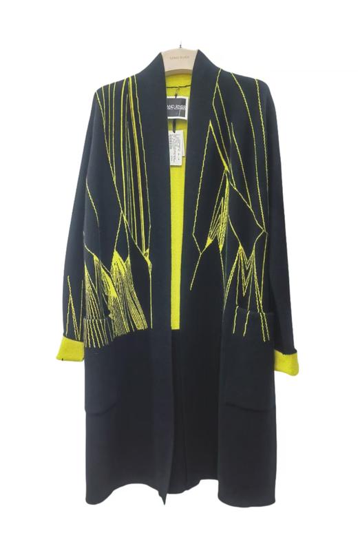 手工双面青果领流线提花羊绒针织大衣 JKF16W070A 商品图0