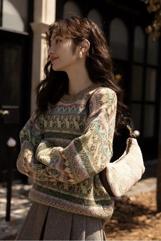 LNNNS 粉色几何图案针织上衣 17310 商品图1