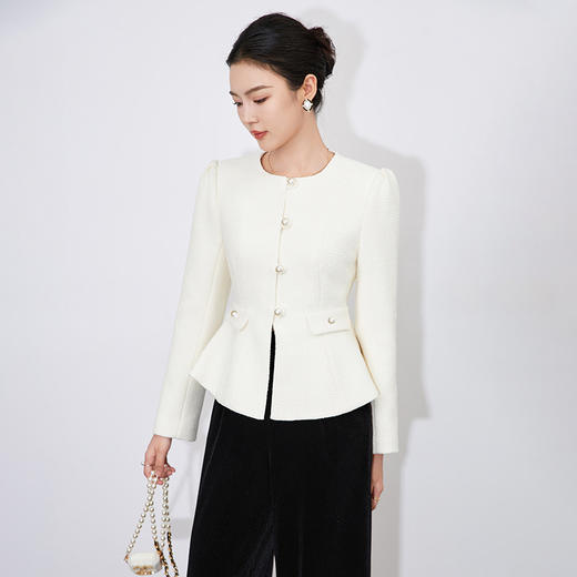 【高货wl】全新升级【铂金会员367/天猫489/差价122】(21843) 洛诗琳高级感修身显瘦短外套时尚泡泡袖通勤小西装外套 商品图0