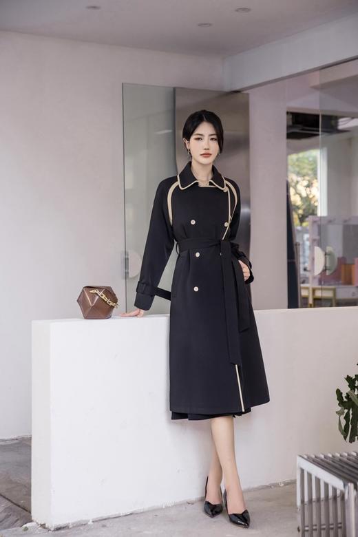 Le Malene 黑卡其拼接大气风衣外套 17278 商品图1