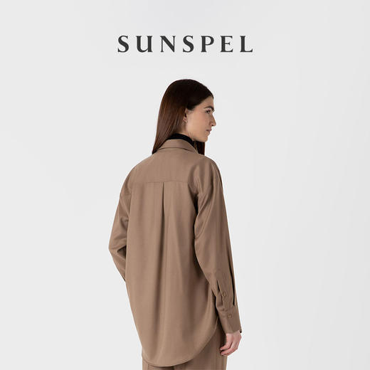 SUNSPEL女士经典款羊毛法兰绒Oversize廓形衬衫 商品图1