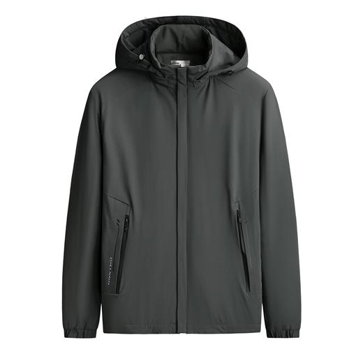 【可拆卸帽】【新款DSF】大依优型大码男装连帽薄棉弹力棉衣夹克加肥加大休闲夹克胖子外套上衣 商品图0