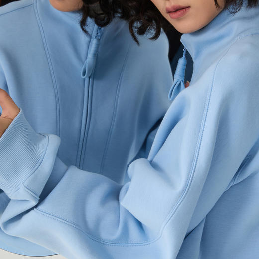 谜底套头卫衣长袖女2024冬季新品休闲风时尚半拉链上衣244MV1622 商品图3